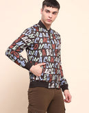 Camla Barcelona Typography Printed Multicolor Varsity Jacket