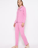 mSECRET Open Front Contrast Bonning Pink Night Suit