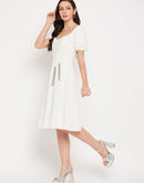 Camla Barcelona White Sweetheart  Neckline Embellished Dress