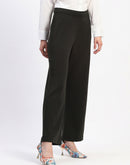 Madame Wide Legged Solid Olive Trousers