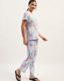 mSECRET Printed Mauve Nightsuit Set