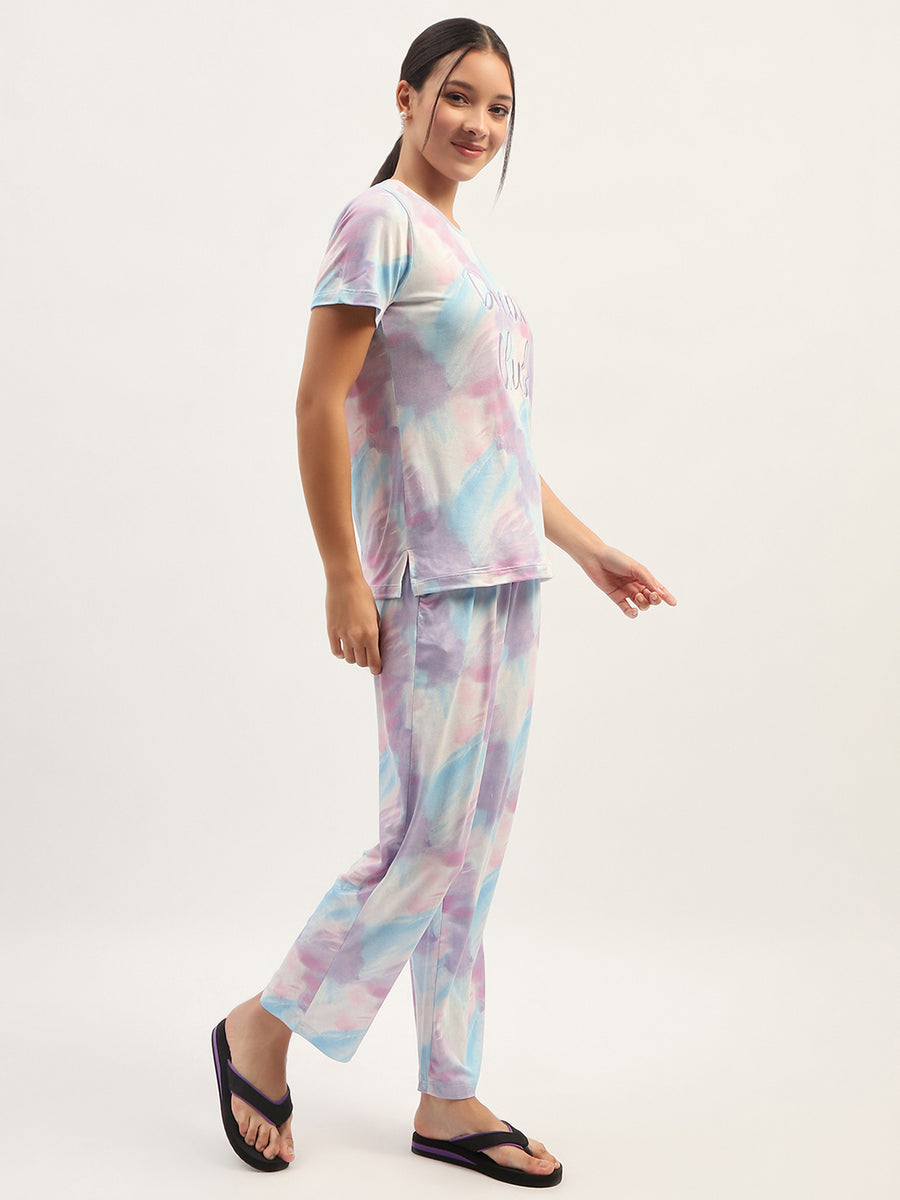 mSECRET Printed Mauve Nightsuit Set