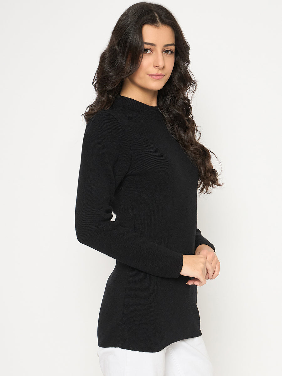 Madame Mock Neck Solid Acrylic Black Skeeve