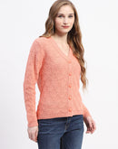 Madame Peach Cable Knit Button-Up Cardigan