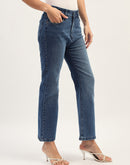 Madame Dark Blue Straight Fit Cotton Denim