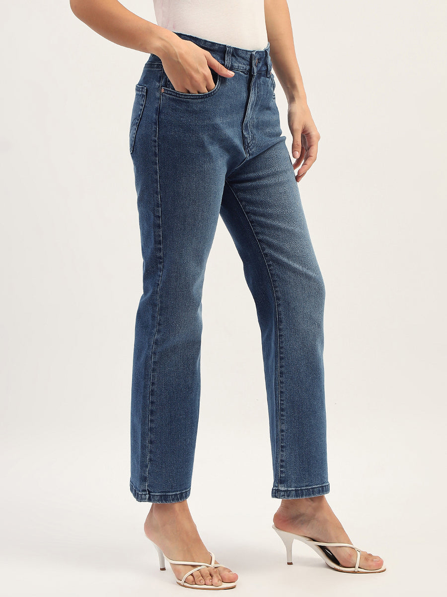 Madame Dark Blue Straight Fit Cotton Denim