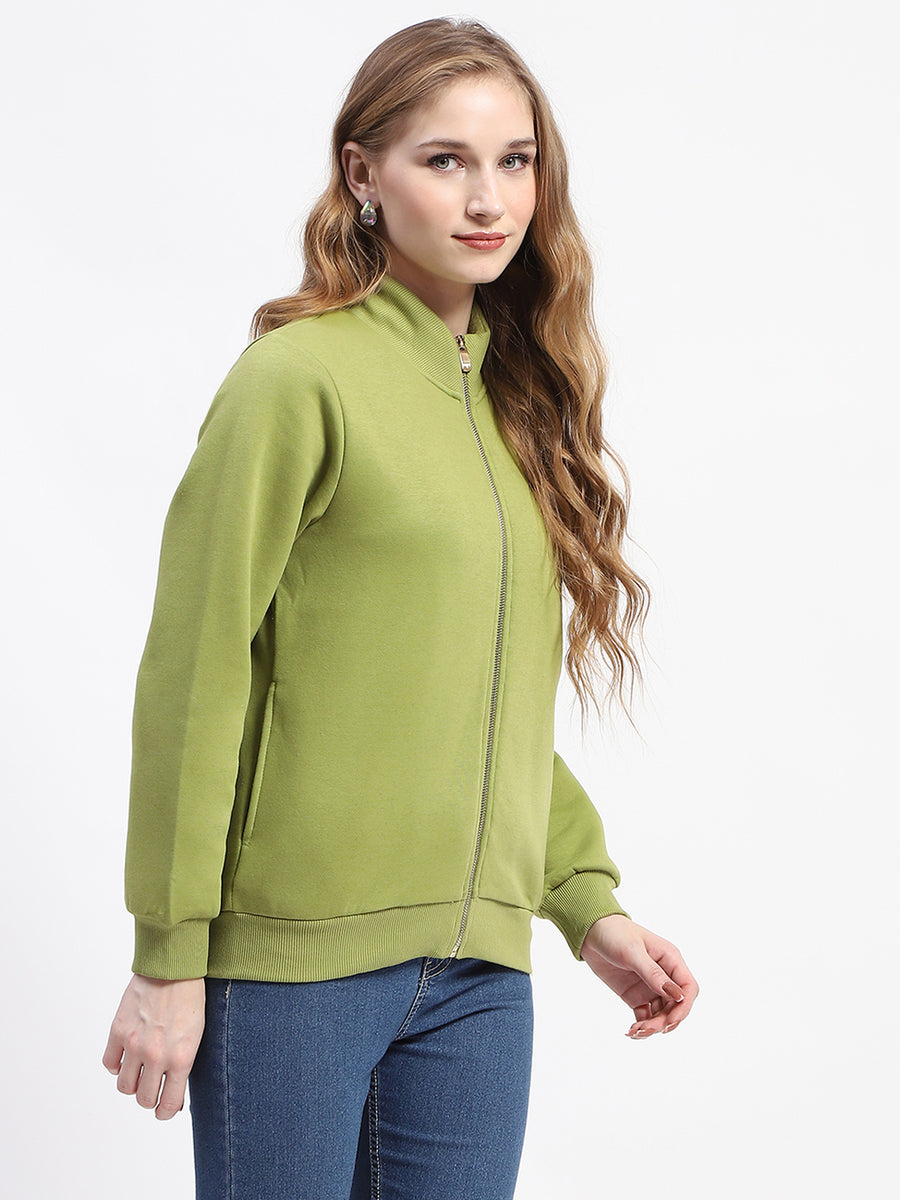 Madame Mock Neck Olive Green Cotton Sweatshirt