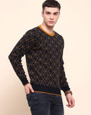 Camla Barcelona Geometric Print Navy Blue Sweater