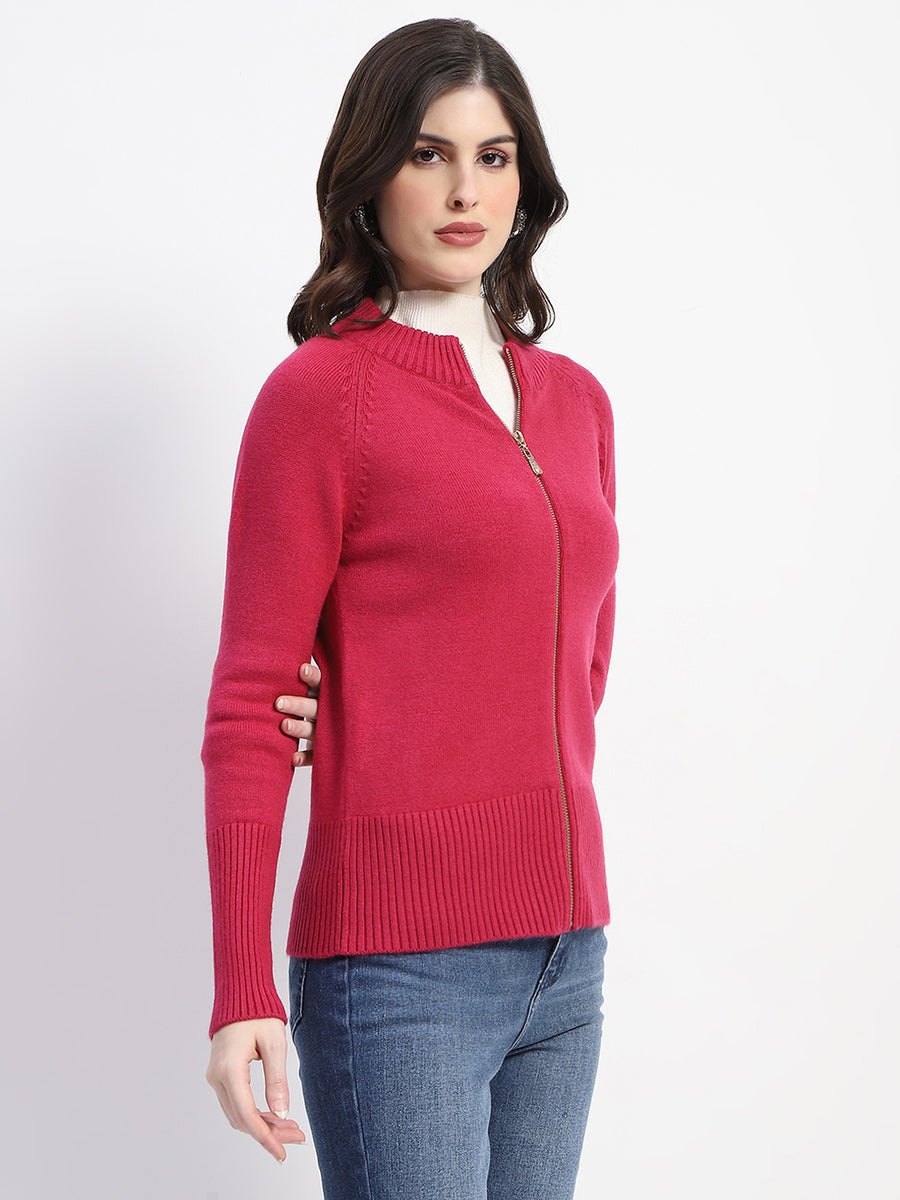 Madame Knit Fuschia Mock Neck Sweater