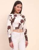 Camla Barcelona Printed Crop White Top