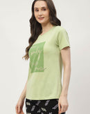 mSECRET Typography Hot Pink & Mint Green Combo T-shirt