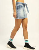 Madame Blue Cotton Denim Skirt