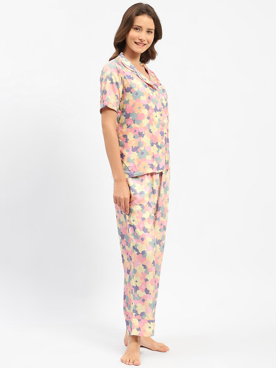 mSECRET Pink Printed 2 Piece Nightsuit