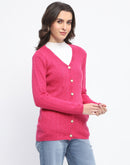 Madame Full Sleeve Button Down Pink Cardigan