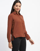 Madame Collared Button Down Cuffed Shirt