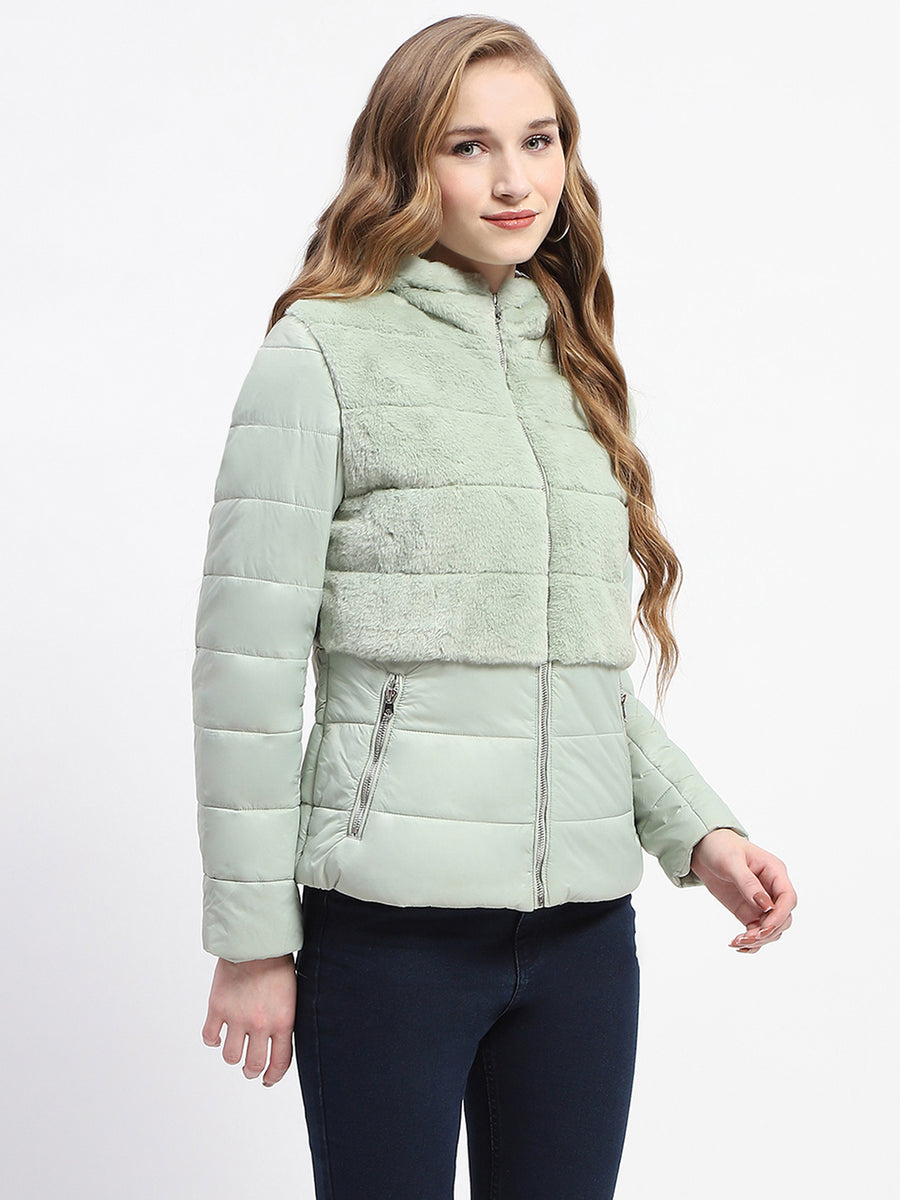 Madame Dual-Textured Mint Puffer Jacket