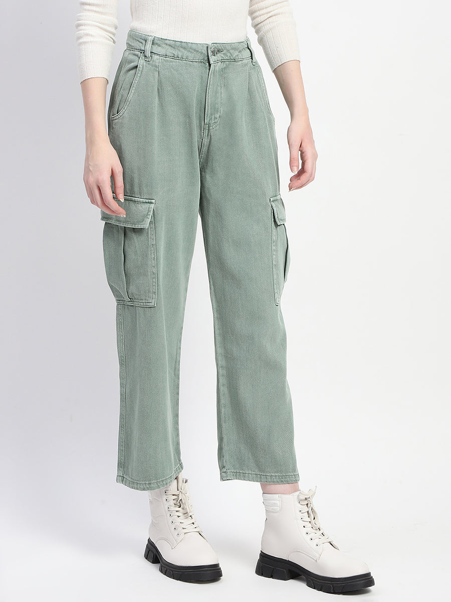 Madame Wide Legged Functional Green Cargo Pants