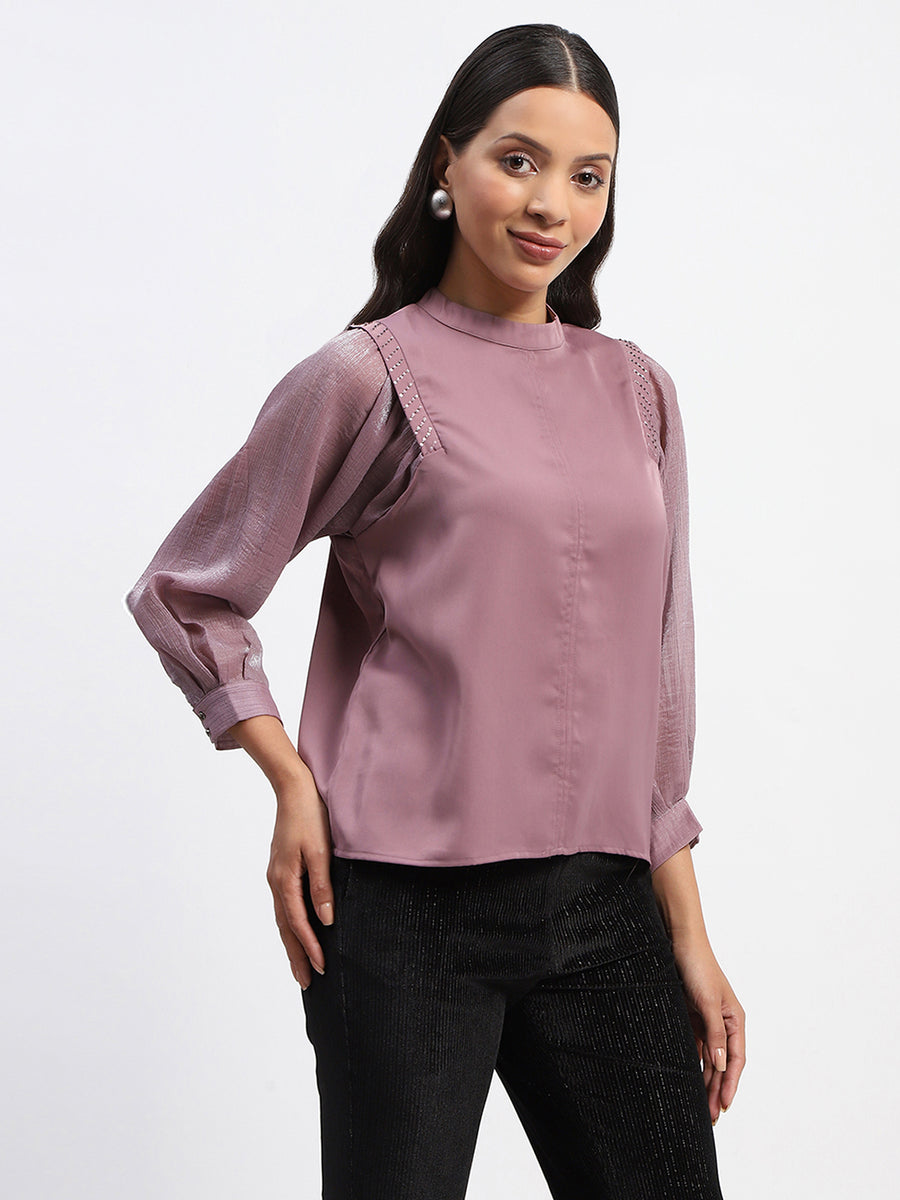 Madame Swarovski Detailed Mock Neck Top