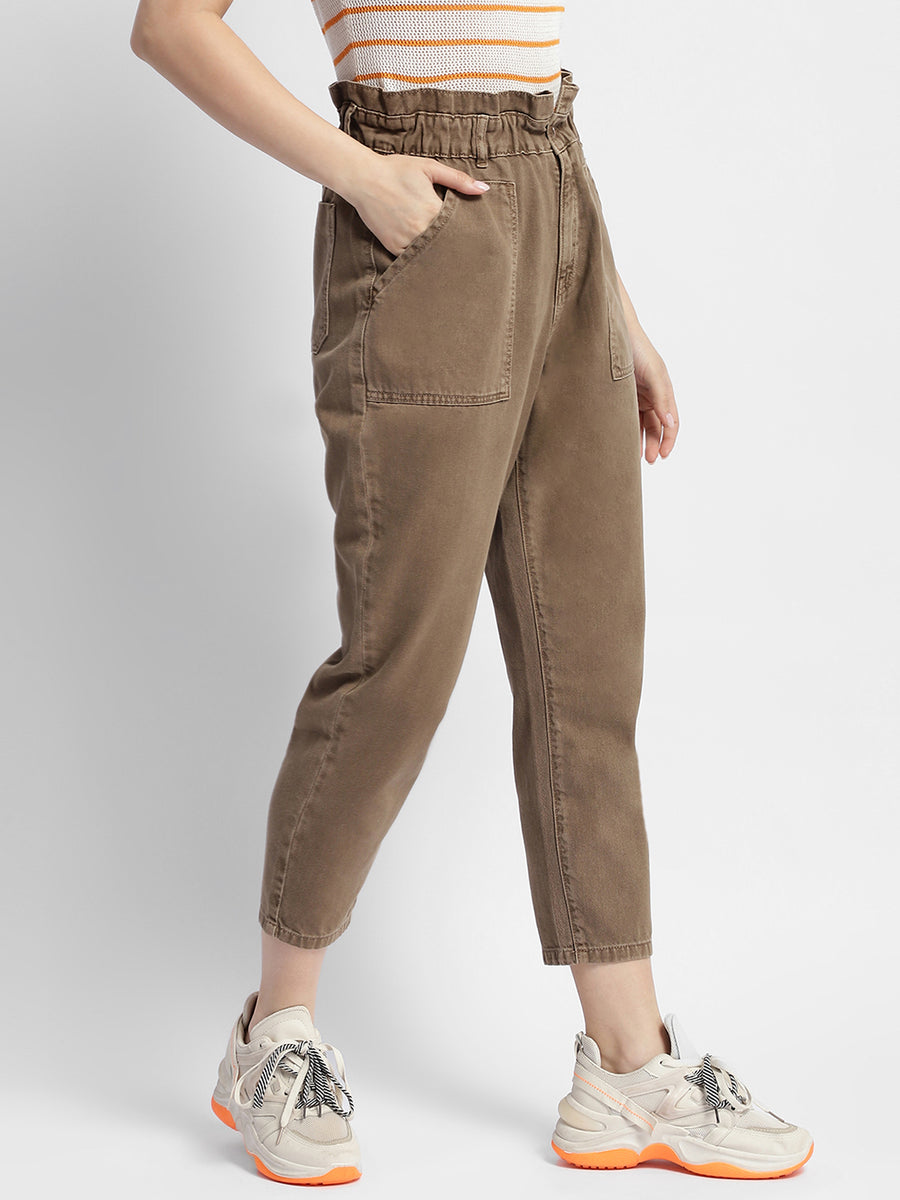 Madame Mid Rise Tapered Fit Brown Cargo