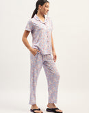 mSECRET Floral Printed Mauve Nightsuit Set