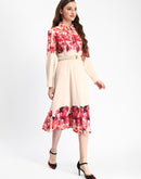 Madame Floral Printed Button Down Shirt A-Line Dress