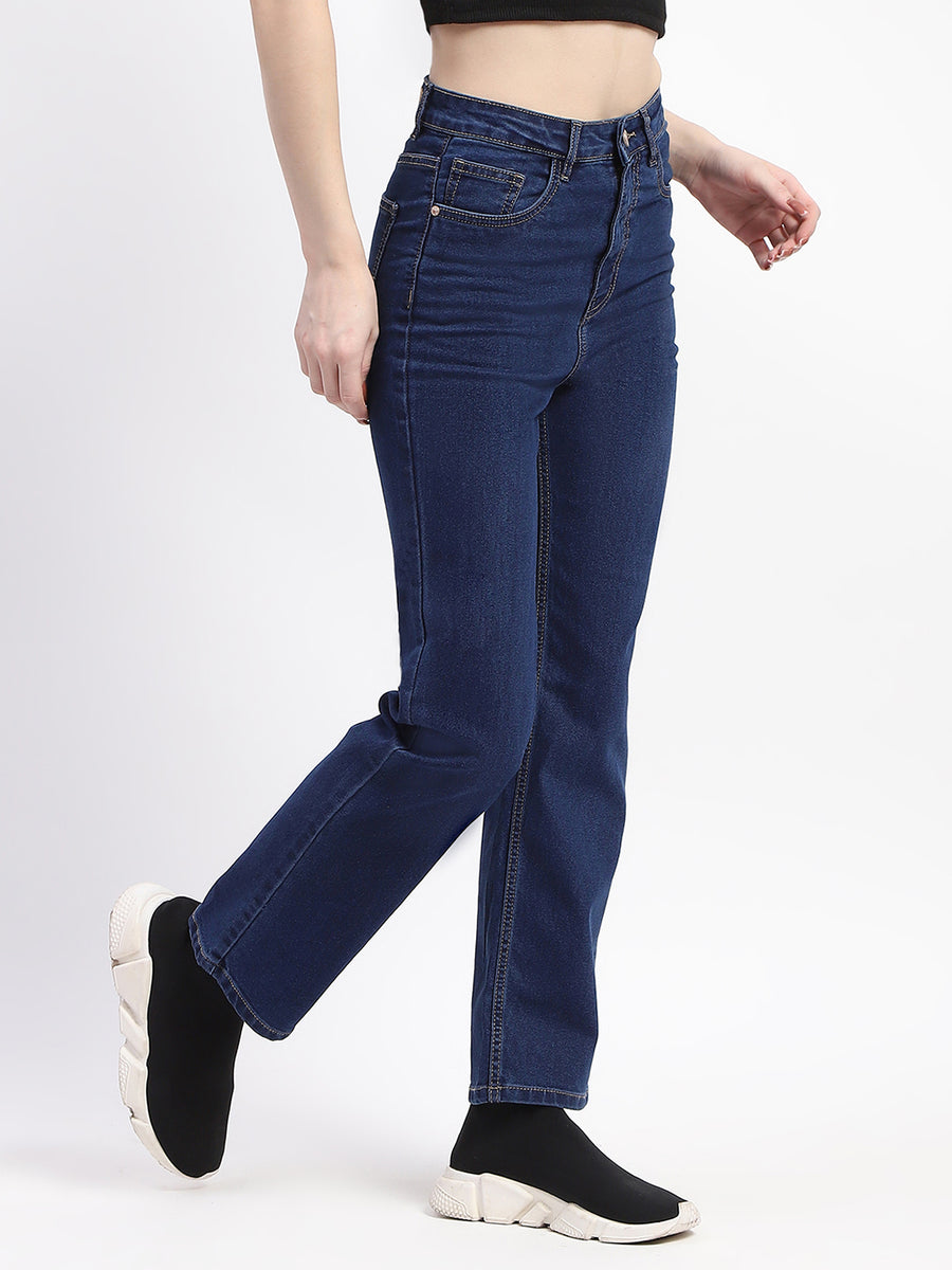 Madame Straight-Fit Dark Blue Cotton Jeans