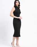 Madame Black Round Neck Dress and Shrug Ensemble