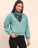 Camla Barcelona Cotton High Neck Sea Green Sweatshirt