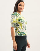 Madame Botanical Print Cotton Lime Top