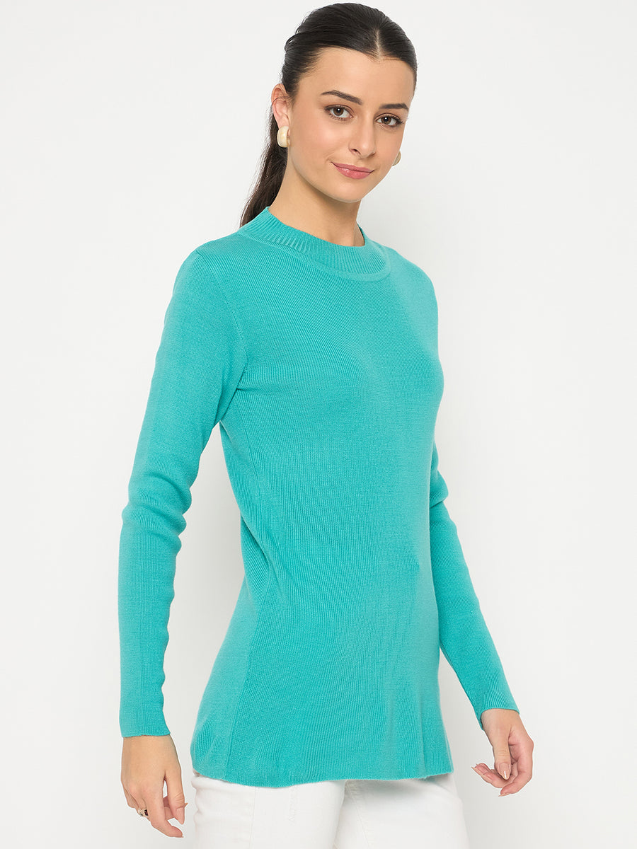 Madame Mock Neck Solid Sea Green Skeeve