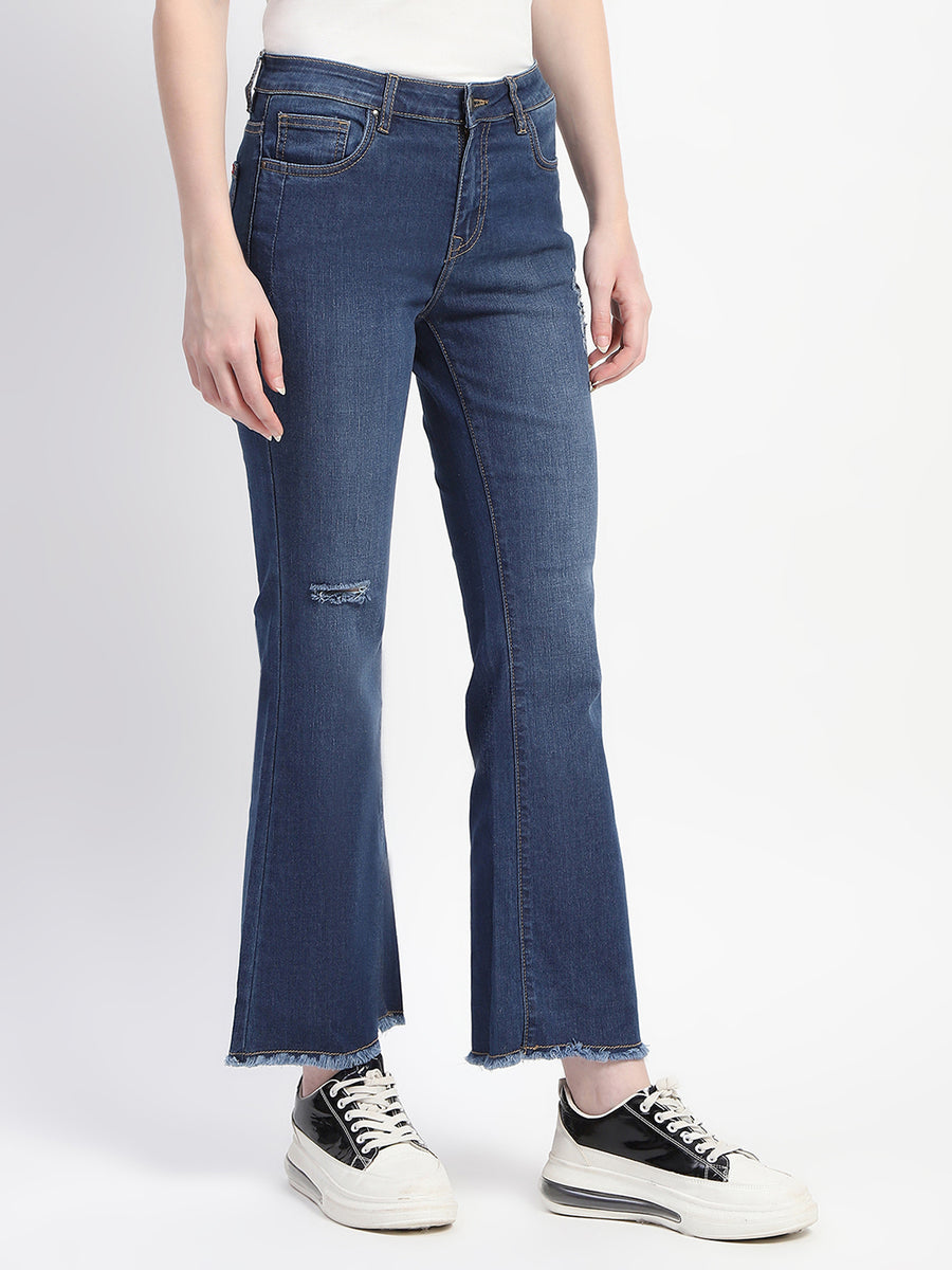 Madame Ripped Frayed Hem Flared Denim