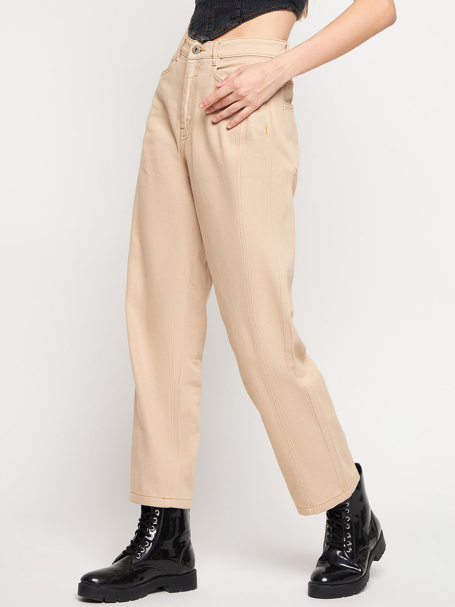 Madame Beige Straight Fit Denim