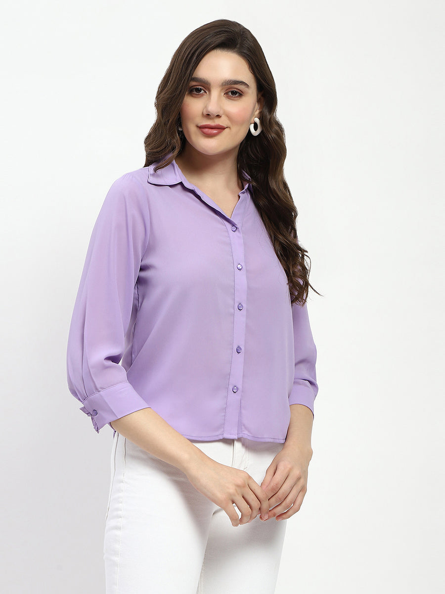 Madame Solid Purple Regular Shirt