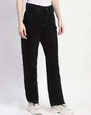 Madame Straight Fit Frayed Hem Solid Black Denim