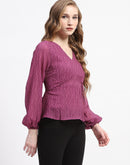 Madame Purple V-Neck Empire Waist Top