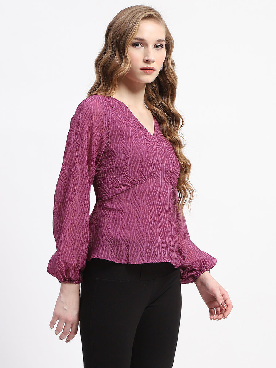 Madame Purple V-Neck Empire Waist Top