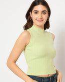 Madame Mock Neck Lime Green Sleeveless Sweater