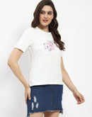 Madame Graphic Print White Cotton T-Shirt