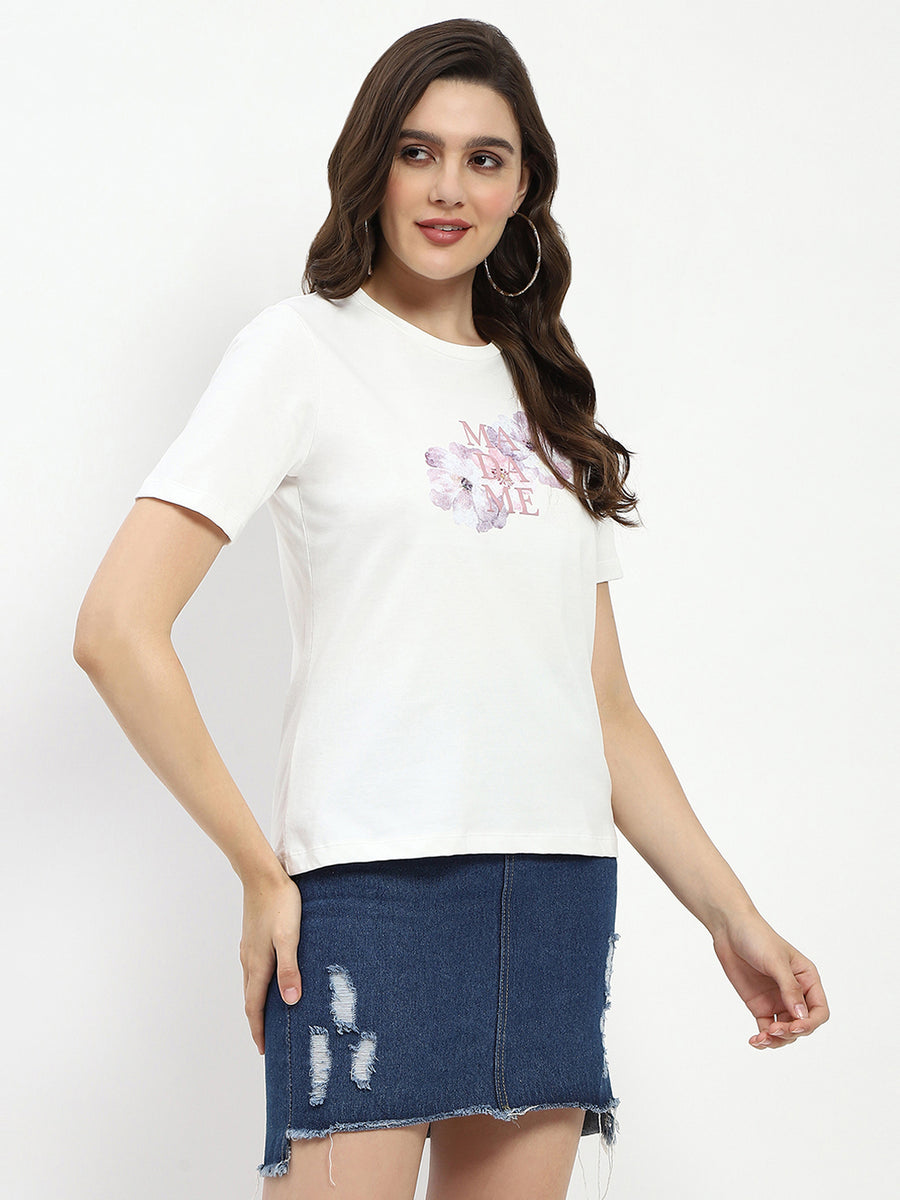 Madame Graphic Print White Cotton T-Shirt