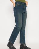 Madame Cotton Blend Stone Wash Straight Fit Tinted Blue Denim Jeans