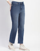 Madame Straight Fit Mid Blue Whiskered Denim