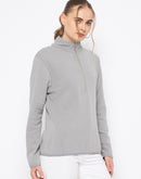 Madame Polar Fleece Half-Zipper Grey Sweatshirt