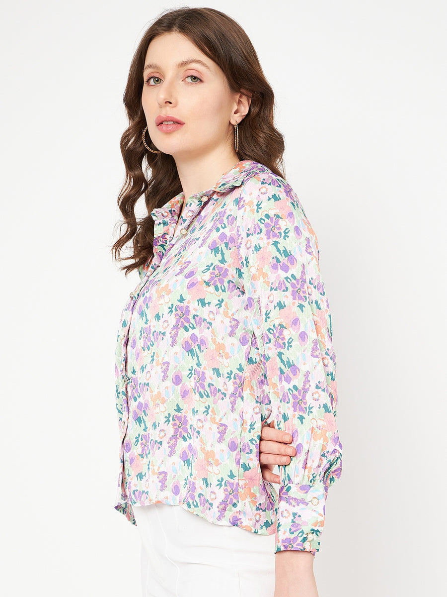 Madame Purple Printed Shirts