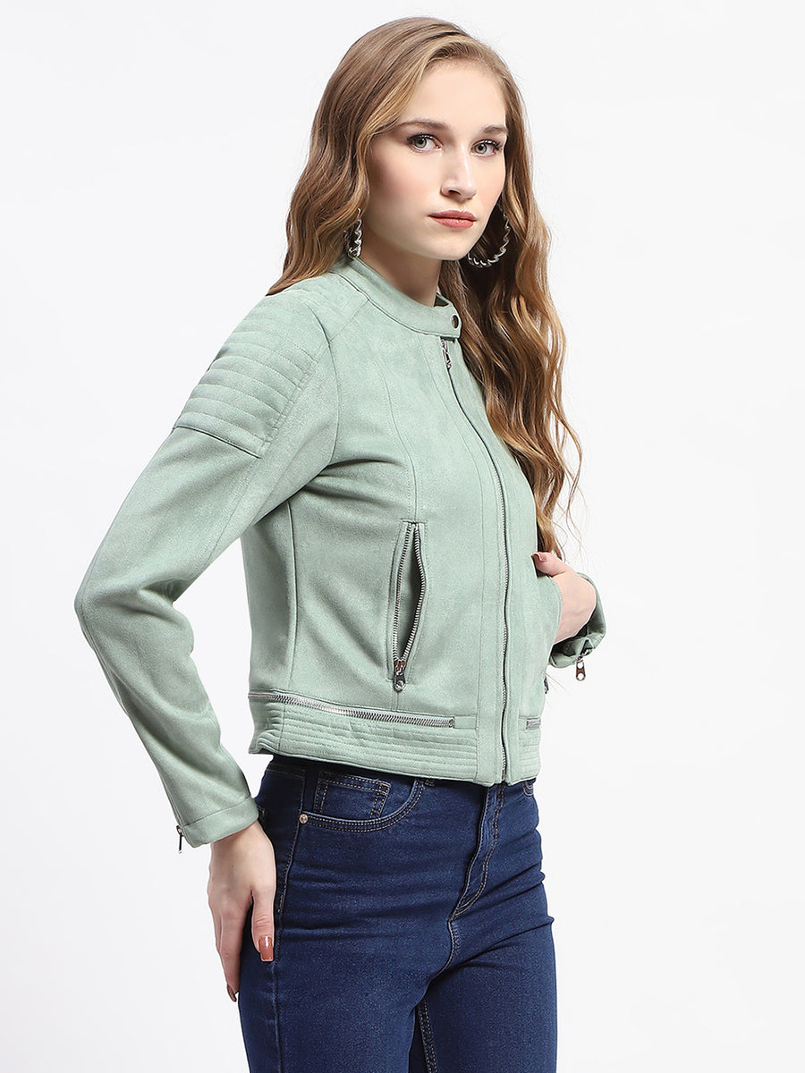 Madame Mint Faux Suede Biker Jacket