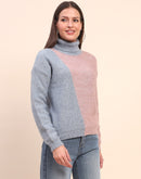 Camla Barcelona Color Blocked Turtle Neck Peach Sweater