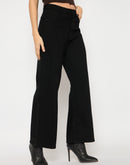 Madame Cotton Blend Wide Leg Black Denim Jeans