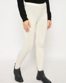 Madame Skinny Fit Solid Off White Tights