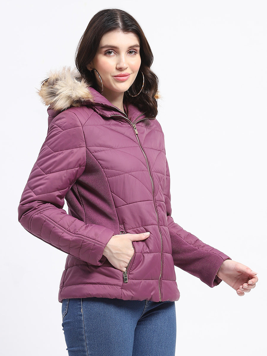 Madame Corduroy Two In One Plum Quilted Jacket