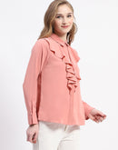 Madame Ruffle Collar Solid Blush Shirt