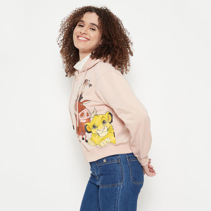 Madame Women Disney Printed Peach Sweat-Shirt